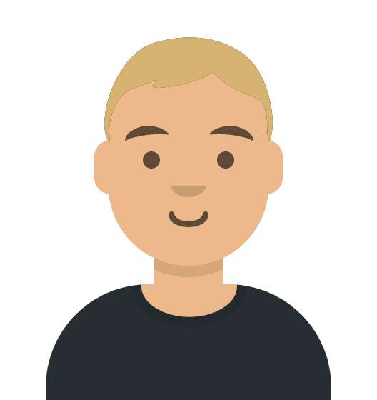 Avatar – Tyler An avatar illustration style, of a blonde male, wearing a black shirt.