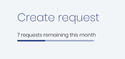 Screenshot of the Fable Request system on the platform. Text reading Create Request. 7 Requests remaining this month.