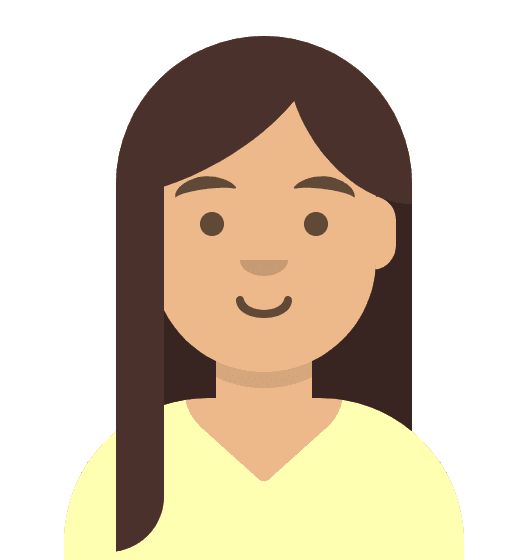 Amber avatar Illustration of brunette woman wearing a yellow t-shirt.