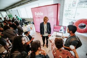 Graham demos Fable at UXRTO's event in Toronto