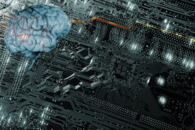 A brain being connected into a computer system