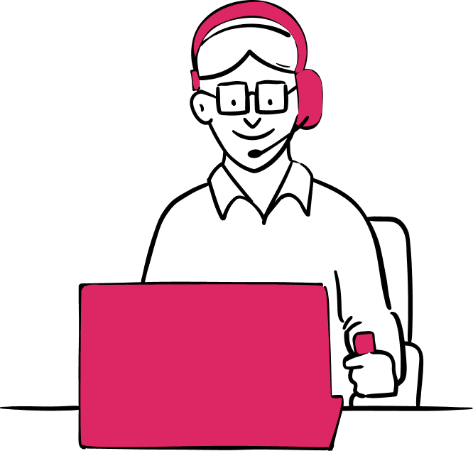 Illustration: Person using a laptop and headset