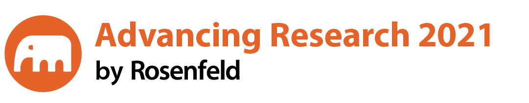 White elephant in an orange circle. Advancing Research 2021 by Rosenfeld