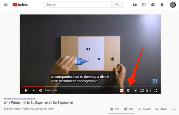 A screenshot of a youtube video of someone putting splatters of paint on a sheet with captions turned on reading so companies had to develop a dive it gave permanent photographic