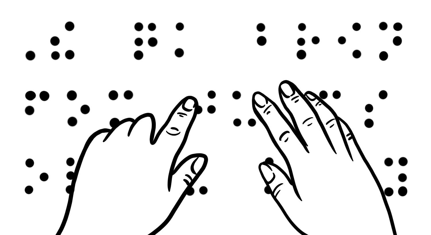 Illustration: A person’s hands move over a Braille passage.