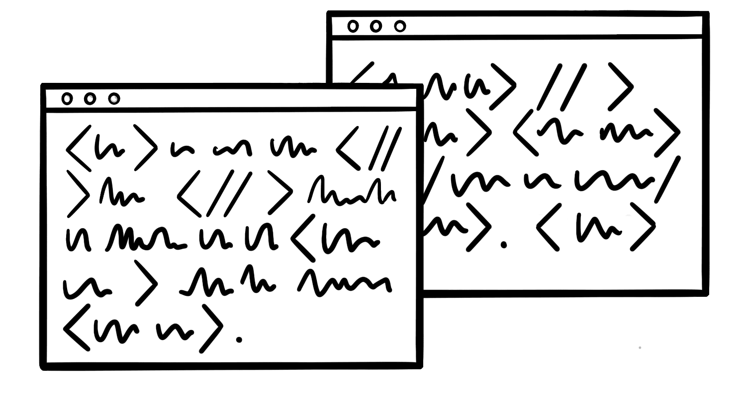 Illustration: Two document windows are side by side, showing a representation of semantic markup that provides content information for assistive technology users.