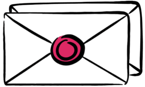 Envelope graphic with pink accent