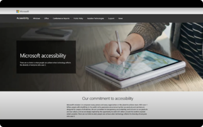 A still image from Microsoft’s Accessibility video that features Microsoft’s commitment to accessibility webpage