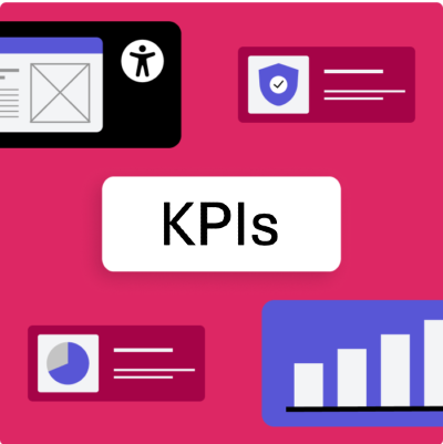 A thumnail image illustration that says 'KPIs' with illustrations of quantitative ways to measure progress such as upward trending graphs, pie charts and completed certifications.
