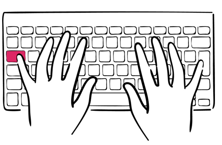 Illustration of hands typing on a keyboard